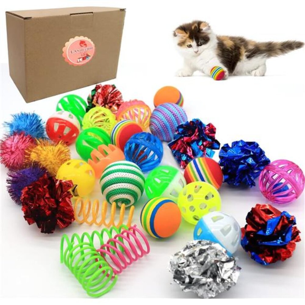 Cat Toys Kitten Assortment - Rainbow, Crinkle, Sparkle, Bell & Sisal